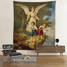 예수님 성화 액자 크리스마스 장식 태피스트리 성탄 장면 벽 예수 천사 부활절 그리스도 방 대형 패브릭 미적 49.VAVE959 XS70cmX100cm, 56.VAVE9510  S100cmX150cm