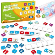 해외 HugHush 자석 글자 타일 파닉스 철자 게임 음성 음소 인식 알파벳 냉장고 읽기 학습 과학 조작 엘코닌 박스 유치원 교실 미국매장정품+ 1730418