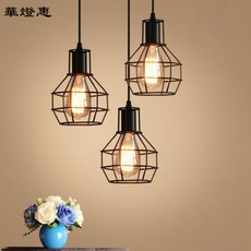 簡約現代北歐風鐵藝鳥籠吊燈，適用於西餐廳咖啡廳吧台，LOFT日式創意小吊燈, 加購三個掛一起用的黑色50公分直盤