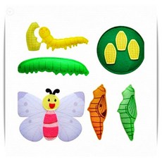 배추흰나비 한살이 애벌레 번데기 곤충 성장 과정 과학 교구 펠트 1개