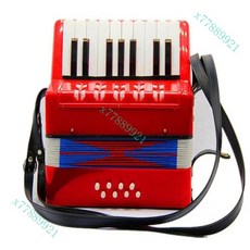 17鍵8貝司手風琴 兒童學生成人初學者演奏樂器 早教音樂啟蒙送背帶, 紅色, 1個