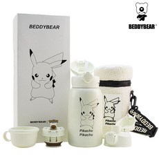 BEDDYBEAR 杯具熊 皮卡丘兒童不銹鋼保溫瓶組, 黑白放電皮卡丘, 1個, 630mL