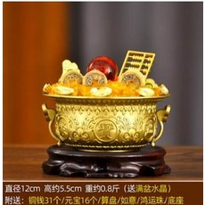 聚寶盆 擺飾 附銅錢 元寶 算盤 如意 鴻運珠 底座, 純銅聚寶盆招聚擺件家居香爐工藝品裝飾品店鋪公司開業禮品