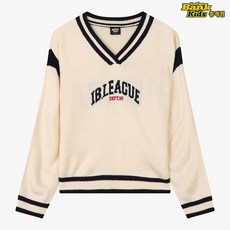 인디고키즈 중계점 *이월초특가 BIGSALE* 가볍고 따뜻한 소재 겨울까지 입을 수 있는 V넥 배색 스웨터 8~13세 사이즈 브이넥 풀오버 니트 (아이보리) IKKA23W01