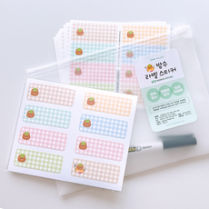 꼬모멜로소 방수 냉장고 라벨지 주방 양념통 정리 네임 스티커, 체크로버, 160p