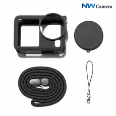 DJI 오즈모 액션6 실리콘 케이스 + 렌즈캡 + 넥스트랩, 1개, 블랙