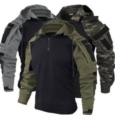 戶外真CS迷彩徒步連帽衫，男士長袖連帽T恤，適合野營狩獵及戰爭遊戲