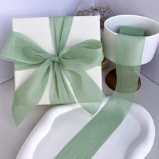 실버 스파클링 원사 리본 쉬폰 웨딩 주름 메쉬 액세서리 밝은 실크 주름 선물 상자 꽃 번들 포장, 01 5 Meters, 04 10