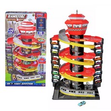 (선물완구) 팀스터즈 스카이하이 주차타워 주차장놀이 미니카 헬리콥터 놀이세트, 1개