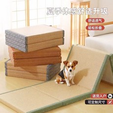 日式榻榻米折疊墊 椰棕四折疊午休墊 榻榻米床墊 可折疊現做地墊, 淺玉米耐用冰絲藤席,1*2米厚五厘米 四折疊