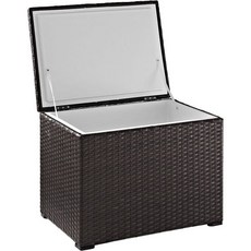 Crosley Furniture Palm Harbor 위커 야외 쿨러 수영장 뒷마당 발코니 데크용 아이스박스 브라운
