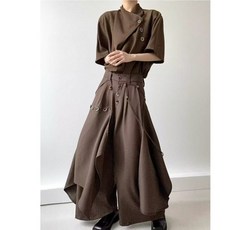 山本風 闇黑係不規則褲子 男女潮ins日雜風飄帶劍道武士裙褲 舞蹈闊腿褲