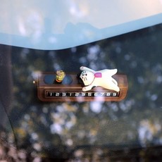 平安貓貓可愛臨時停車號碼牌, 1個, 【無貓 無擺件】+木紋號碼牌