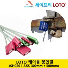 SHCS01-2.5S 케이블 봉인씰 LOTO 와이어 봉인씰, 300mm, 검정, 1개