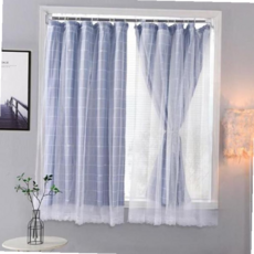 이중 망사 커튼 레이스 민무늬 침실 이중 커튼 거실 베란다 신축봉 현관문 드레스 가리개 작은 주방 원룸