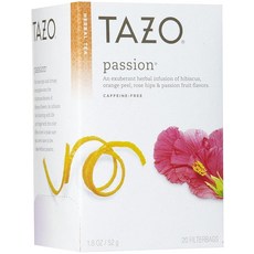 Tazo 패션 허브 티 티백 20개입 1세트, 20, 2.6g, 1