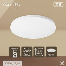 Pure life 至簡吸頂燈 60W 遙控調光調色, 調光調色