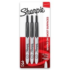 SHARPIE Sharpie 접이식 영구 마커 초미세 포인트 블랙 3개입