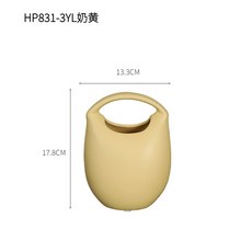北歐陶瓷條紋花瓶, HP8313YL奶黃2378