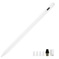 스마트 터치펜 ipad & 스마트폰 호환 자석 부착 태블릿터치펜 정전식 터치스크린 기기, 1개, 화이트