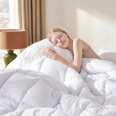 DOWNCOOL Comforters 캘리포니아 킹 사이즈 이불 인서트 화이트 사계절용 이불 경량 퀼트 코너 탭이 있는 다운 대체 호텔 이불 (화이트 캘리포니아 킹 26