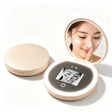 프리라이프 UV 선크림 체크 거울 자외선차단 확인 카메라 미러 휴대용 메이크업 조명 거울, 크림 베이지, 1개