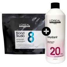 로레알 프로페셔널 로레알 블론드 스튜디오 8 파우더 탈색약 500g + 옥시던트 크림 산화제 6%, 1개