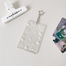 hisocute 韓系透明壓克力拍立得卡套，附鑰匙圈, 1個, 小花