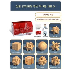 두뇌 개발 퍼즐 잠금 장난감 조립형 전통 구조 블록 IQ 놀이 선물용, 선물 세트 업그레이드 9종 고급 세트, 전체 도해/영상