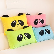 순잠 국산솜 극세사 팬더 등받이 베개 쿠션, 블루, 1개