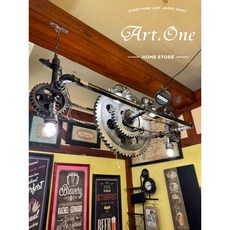 齒輪造型雙燈吊燈，工業風廚房餐廳燈具，簡約時尚居家照明