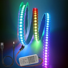 SP 0E USB 블루투스 컨트롤러가 포함된 WS28 2B LED 스트립 WS28 2 30 60 44 픽셀 M RGB 개별적으로 주소 지정이 가능한 LED 조명 키트 DC5V, Black PCB, IP30 Not waterproof, 0.5m 144Led Kit, 1개