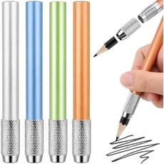 Asofelk 4PCS 연필 연장 홀더 연필용 금속 연장기 예술가/사무실/학교용 조절 가능한 인체공학적