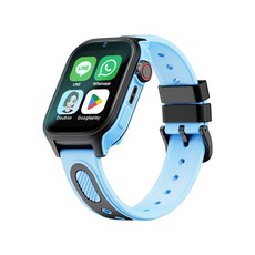 beibitu 智能手錶 Lite版 LINE WhatsApp 訊息提醒 視訊通話 GPS定位, 藍黑色, 1.72吋, GPS + 藍牙