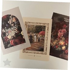 유화 정물화 꽃그림 장식 카드 세장 구성 클래식 분위기 연출 벽면 꾸미기 액자, 상세페이지 참조