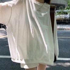 오버핏 여자 맨투맨 티셔츠 루즈핏 롱티셔츠 2색