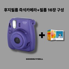 빠른배송 FUJIFILM instax mini8 인스탁스 미니8 즉석카메라+필름16 인스턴트카메라 폴라로이드, 1개, 그레이프
