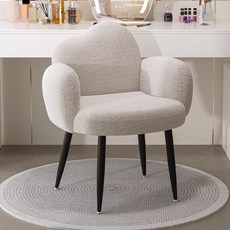 SeekFun 화장대 의자 넓은 좌석 등받이 넉넉한 1인용 편한 모던 심플 디자인, 화이트, 1개