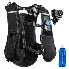 Rugvis GoPro Hero 13/12/11/10과 호환되는 액션 카메라 마운트가 있는 러닝 조끼 트레일 하이킹용 500ml 소프트 플라스크가 있는 러닝 하이드레이션 조끼