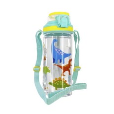 伴佳家 兒童抑菌直飲水壺 580ml 附背帶 寬口 按壓彈蓋可鎖 GH230, 1個, 恐龍, 恐龍