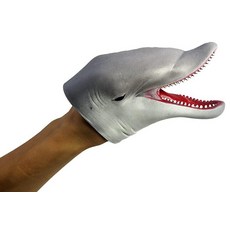 해외 WARM FUZZY 장난감 1 상어 손 인형 현실적인 라텍스 부드러운 동물 머리 세트 아이들을 위한 선물 파티 쇼 상상력 놀이 그레이트 화이트 샤크 미국매장정품+ 1852, 돌고래.