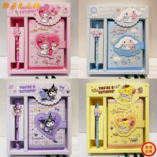 妙手賬本套裝可愛少女心卡通文具庫洛米PU磁扣記事本禮盒中性筆學生特價紗, 布丁狗一本,三麗歐小號本子加筆, 1個