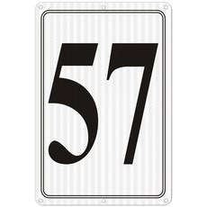 i-CowFun 프리미엄 반사 금속 번호 표지판 1 - 알루미늄 12인치 X 8인치 주차 공간 실외 대형 바닥 도크 코트 통로 필드 페이드 없음 내후성, Reflective Number Signs 57, 1개