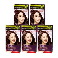 댕기머리 NEW 뉴골드 새치머리용 한방 칼라 크림 5호 진갈색 염색제 묶음행사, 5개