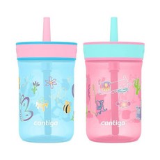 Contigo 흘림 방지 아동용 텀블러 강아지/고양이, 블루 라즈베리 및 진달래