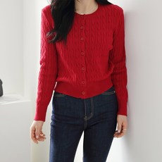 Zenith 女式基本版型圓領垂直絞花日常針織開衫 Ayukkwa 開衫