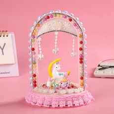 兒童手工DIY音樂微景觀材料包 創意卡通擺件 手工玩具, 音樂拱門-獨角獸材料包（不含燈）, 1個