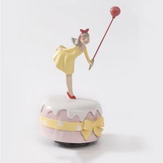 북유럽 시크 풍선 소녀 축하 케이크 오르골 태엽, 옐로우