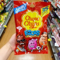 츄파춥스 얼굴모양 롤리팝 막대사탕 Chupa Chups Faces Flat Lollipops, 2개, 210g