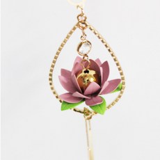 불교 연꽃 차걸이 무사고 기원 사고방지 새차 고사 새차선물 풍수선물, 핑크+그린, 1개, 연꽃차걸이